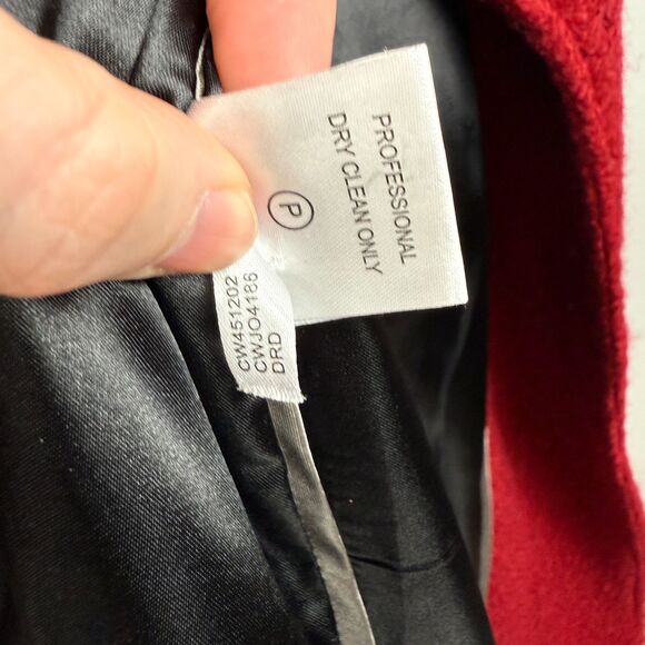 Calvin Klein Red Wool Belted Wrap Coat Women’s 14 Fully Lined Designer Jacket - Picture 9 of 10